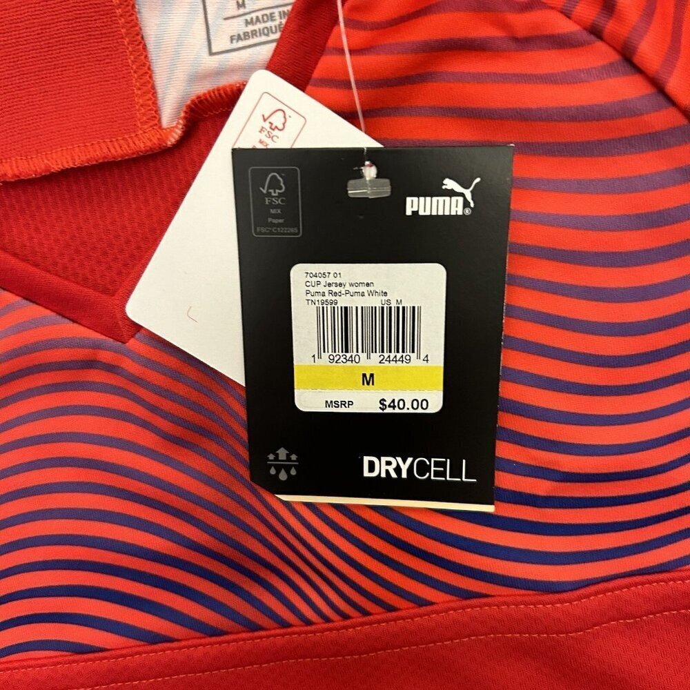 Puma CUP Soccer Jersey Top Women's Red White V-Neck Size M - Medium - NWT $40 - Picture 11 of 14